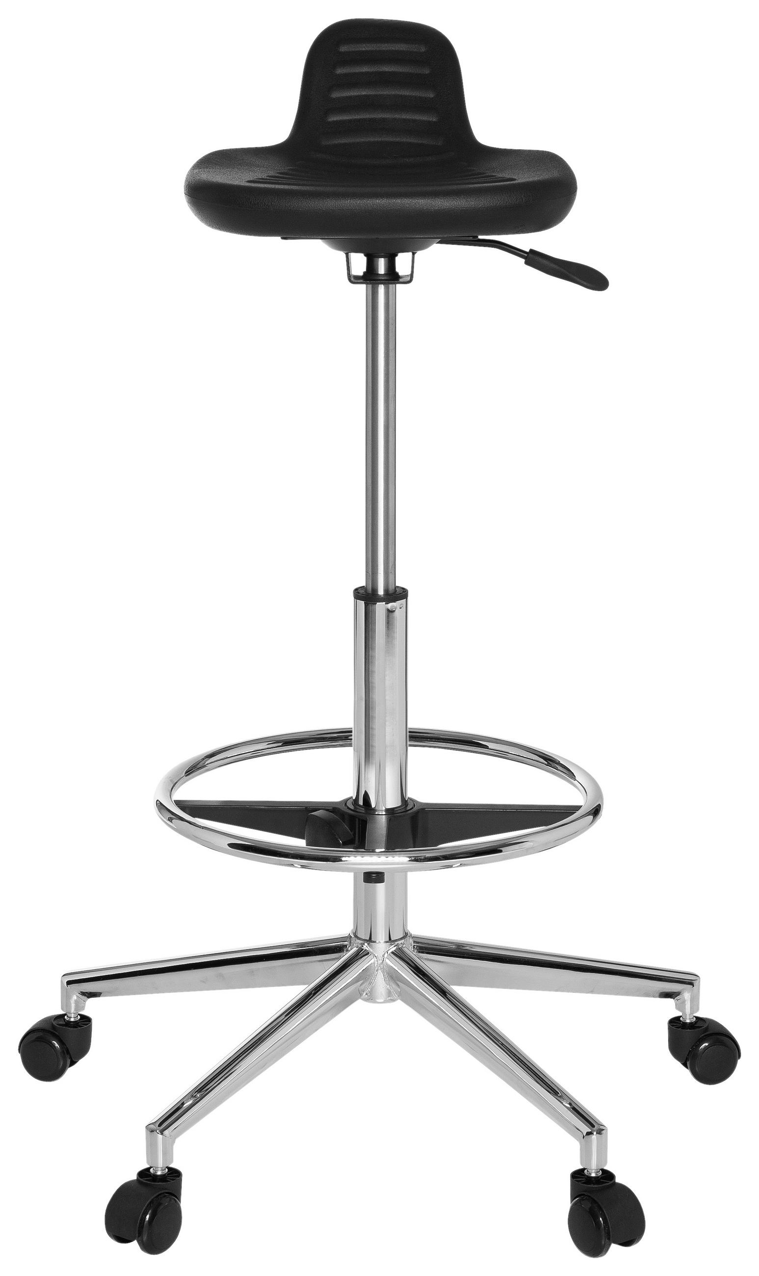 KONTORSPALL  svart  - kromfärg/svart, Modern, metall/plast (32/74/35cm) - MID.YOU