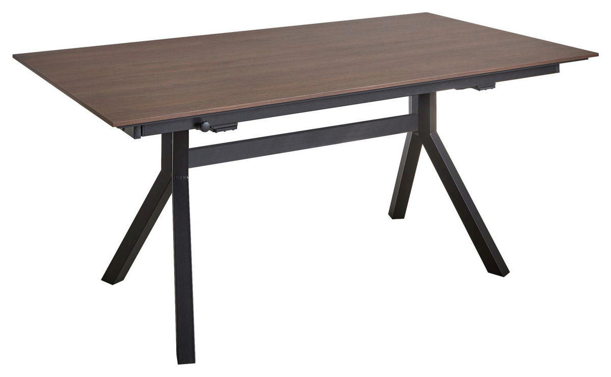 ESSTISCH rechteckig Schwarz, Nussbaumfarben  - Nussbaumfarben/Schwarz, Basics, Holzwerkstoff/Metall (200/95/76cm) - Celina Home