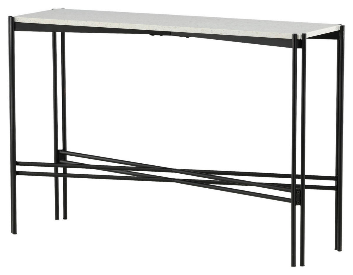 BEISTELLTISCH 110/30/75 cm Schwarz, Weiß rechteckig  - Schwarz/Weiß, Design, Stein/Metall (110/30/75cm) - Livetastic