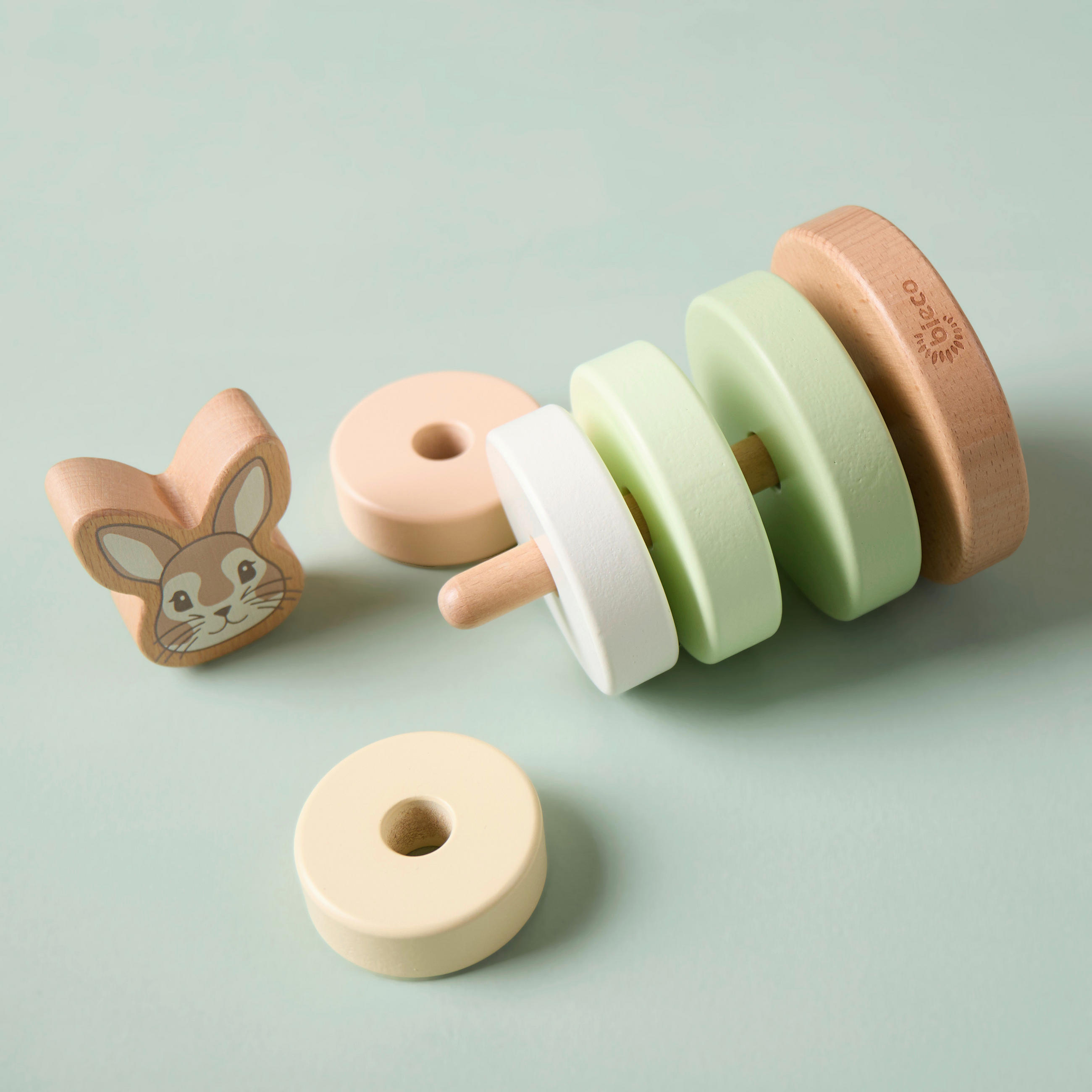 STAPELTURM - Beige/Grün, Basics, Holz (10/18,5/10cm)