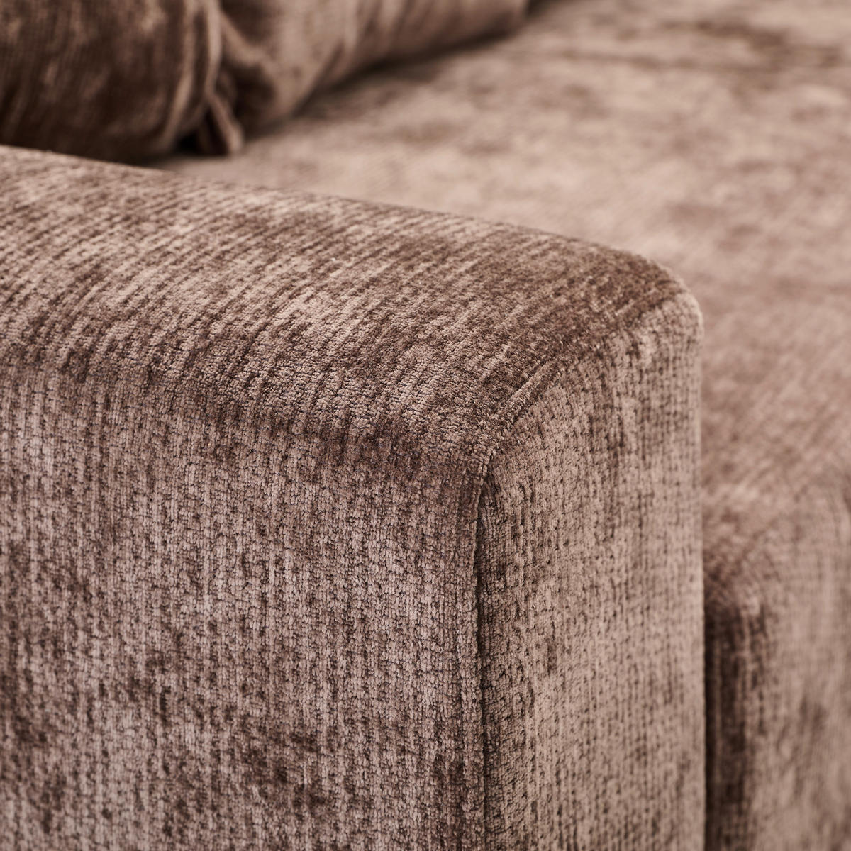 WOHNLANDSCHAFT Dunkelbraun Chenille  - Dunkelbraun/Schwarz, KONVENTIONELL, Kunststoff/Textil (183/311/140cm) - Ti'me