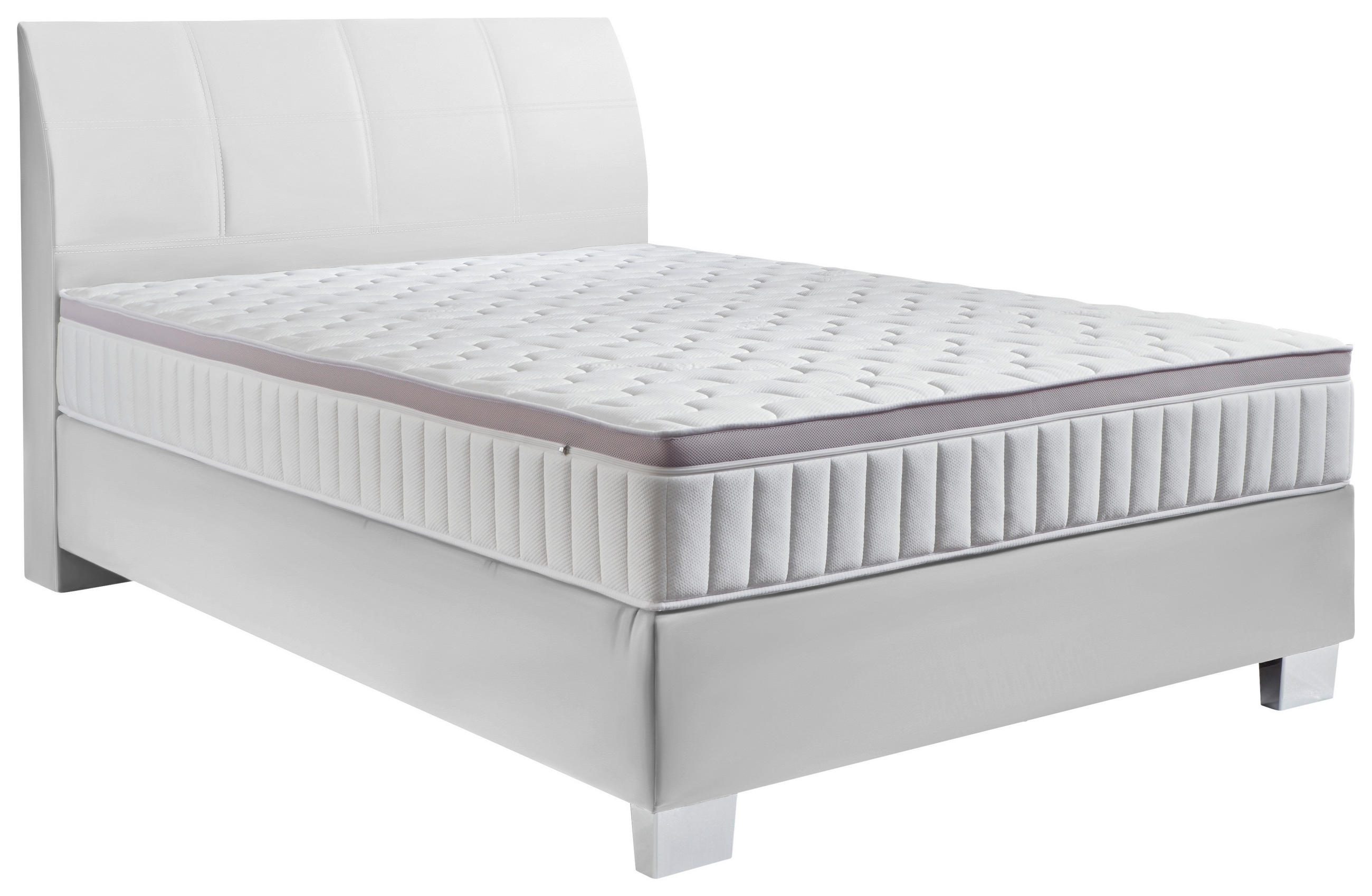 BOXSPRINGBETT 140/200 cm  in Weiß  - Chromfarben/Weiß, KONVENTIONELL, Kunststoff/Textil (140/200cm) - Hom`in