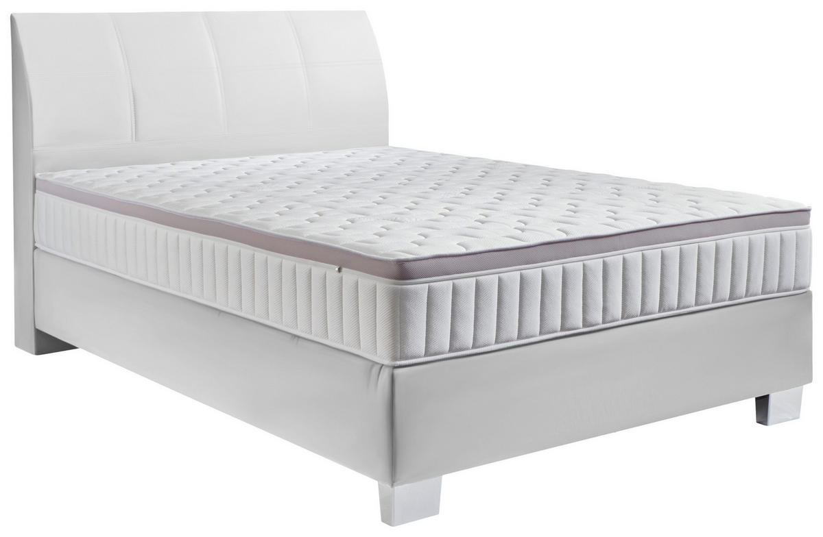 BOXSPRINGBETT 140/200 cm  in Weiss  - Chromfarben/Weiss, Konventionell, Kunststoff/Textil (140/200cm) - Hom`in
