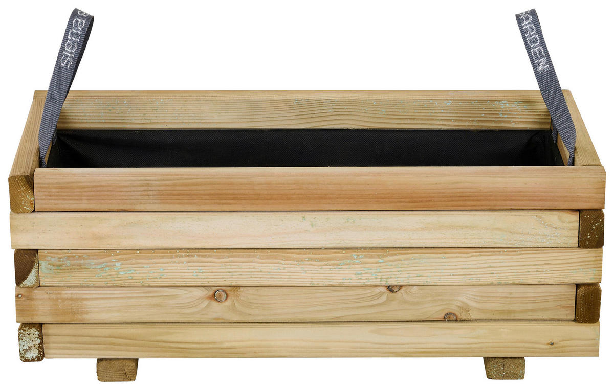 BLUMENKASTEN  - Schwarz/Kieferfarben, Basics, Holz/Textil (70/30/30cm) - Siena Garden