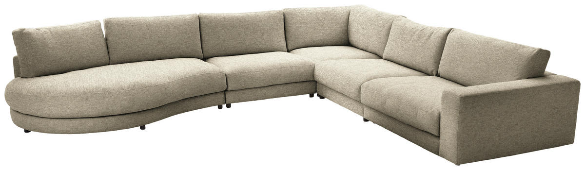 ECKSOFA in Flachgewebe Hellgrün  - Schwarz/Hellgrün, Design, Kunststoff/Textil (425/365cm) - Lomoco