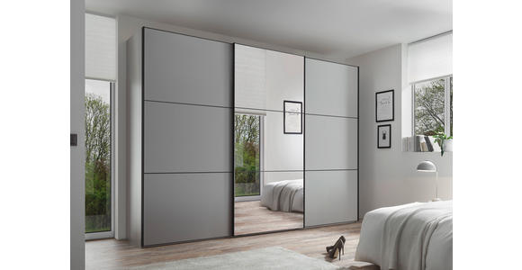 SCHWEBETÜRENSCHRANK in Grau - Schwarz/Grau, Holzwerkstoff/Metall (280/222/68cm) - Moderano