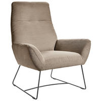 SESSEL in Cord Taupe  - Taupe/Schwarz, Design, Textil/Metall (82/102/81cm) - Hom`in