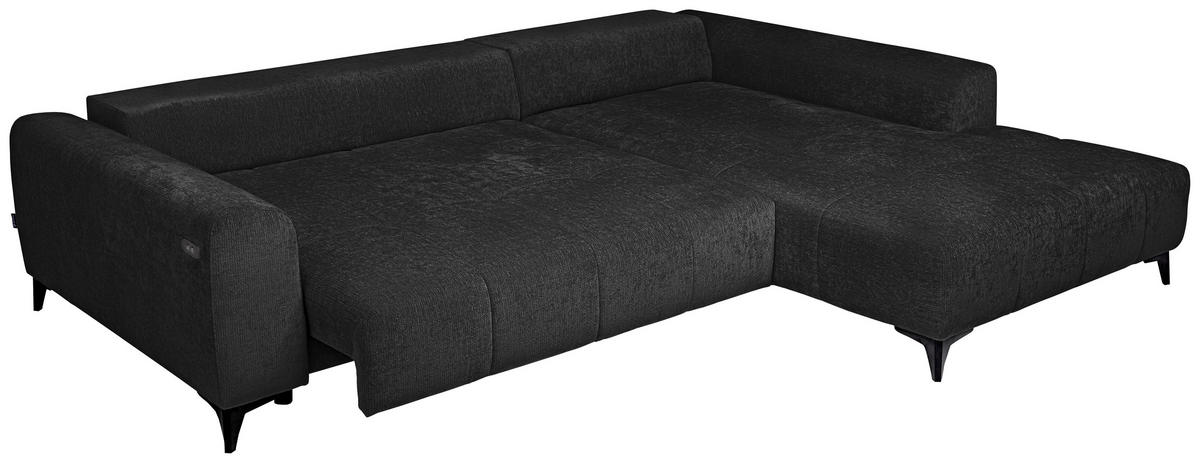 HÖRNSOFFA i chenille svart  - svart, Klassisk, textil/plast (279/222cm) - MID.YOU