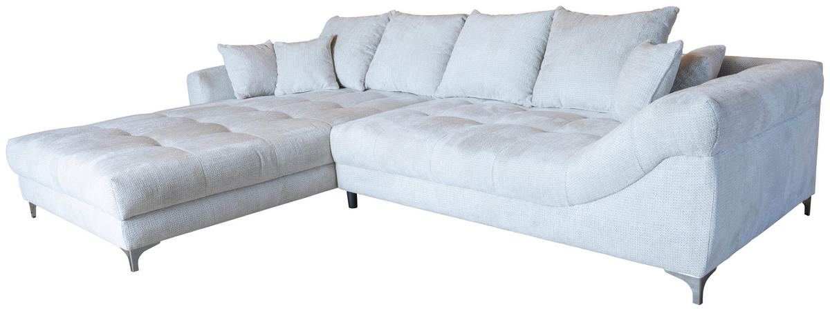 ECKSOFA in Chenille Greige  227/329 cm  - Chromfarben/Greige, KONVENTIONELL, Textil/Metall (227/329cm) - Carryhome