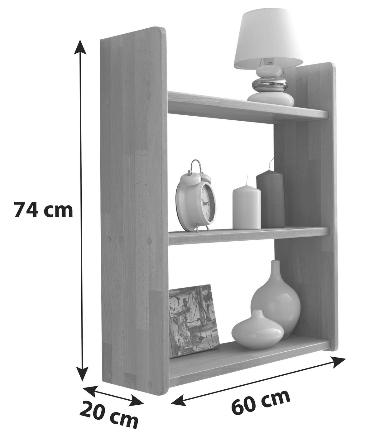 WANDREGAL 60/74/20 cm  - Buchefarben, Basics, Holz (60/74/20cm) - MID.YOU