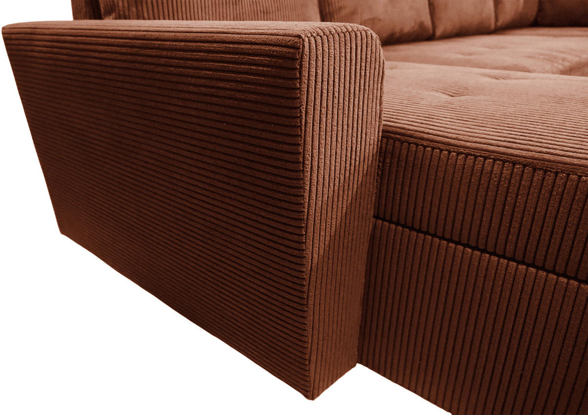 WOHNLANDSCHAFT TERMOLI Rostfarben Cord  - Rostfarben/Schwarz, Design, Kunststoff/Textil (155/300/212cm) - MID.YOU