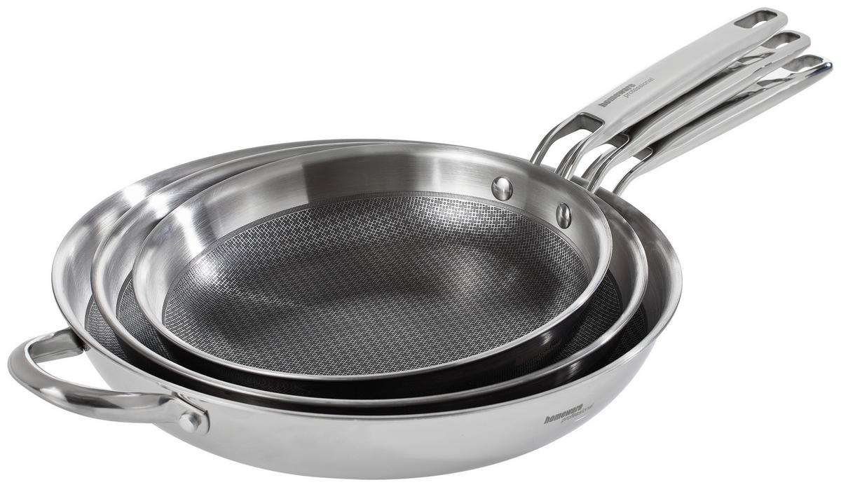 BRATPFANNE Greblon®-Antihaftbeschichtung 24 cm  - Edelstahlfarben, Basics, Metall (24cm) - Homeware Profession.