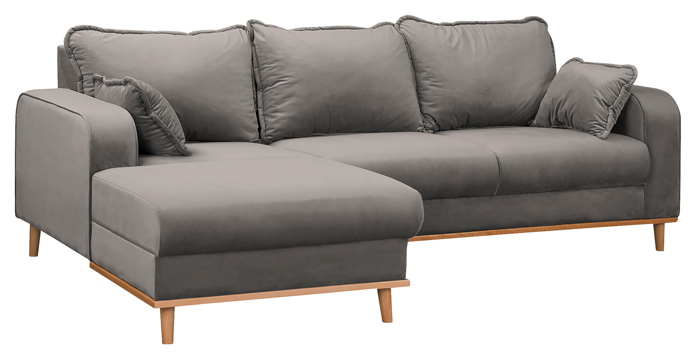 ECKSOFA in Mikrofaser Grau  150/230 cm  - Wengefarben/Grau, Design, Holz/Textil (150/230cm) - Livetastic