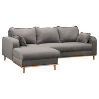 ECKSOFA in Mikrofaser Grau  150/230 cm  - Wengefarben/Grau, Design, Holz/Textil (150/230cm) - Livetastic