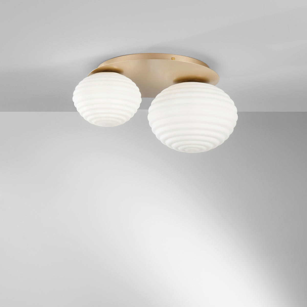 DECKENLEUCHTE Luce Ambiente e Design 39/48/53,5 cm   - Goldfarben/Weiß, KONVENTIONELL, Glas/Metall (39/48/53,5cm)