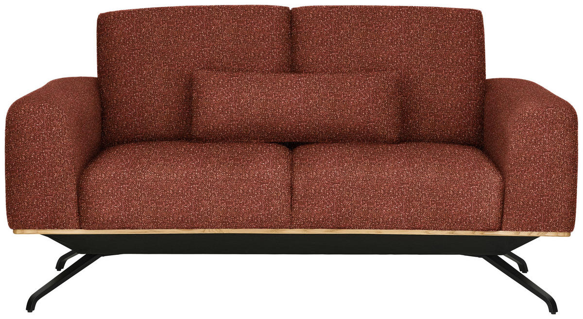 2-SITZER-SOFA Struktur Rostfarben  - Rostfarben/Schwarz, Design, Holz/Textil (166/85-104/95cm) - Novel