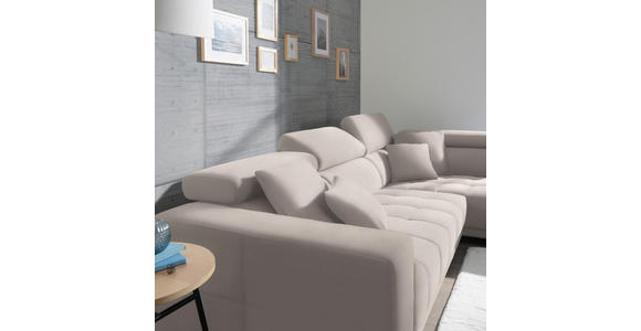 ECKSOFA in Mikrofaser Ecru  - Chromfarben/Ecru, Design, Textil/Metall (301/207cm) - Xora