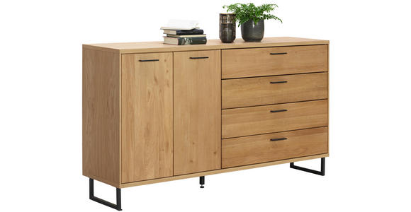 SIDEBOARD 165,2/90/38,2 cm - Eichefarben, KONVENTIONELL, Holz/Metall (165,2/90/38,2cm) - Cantus