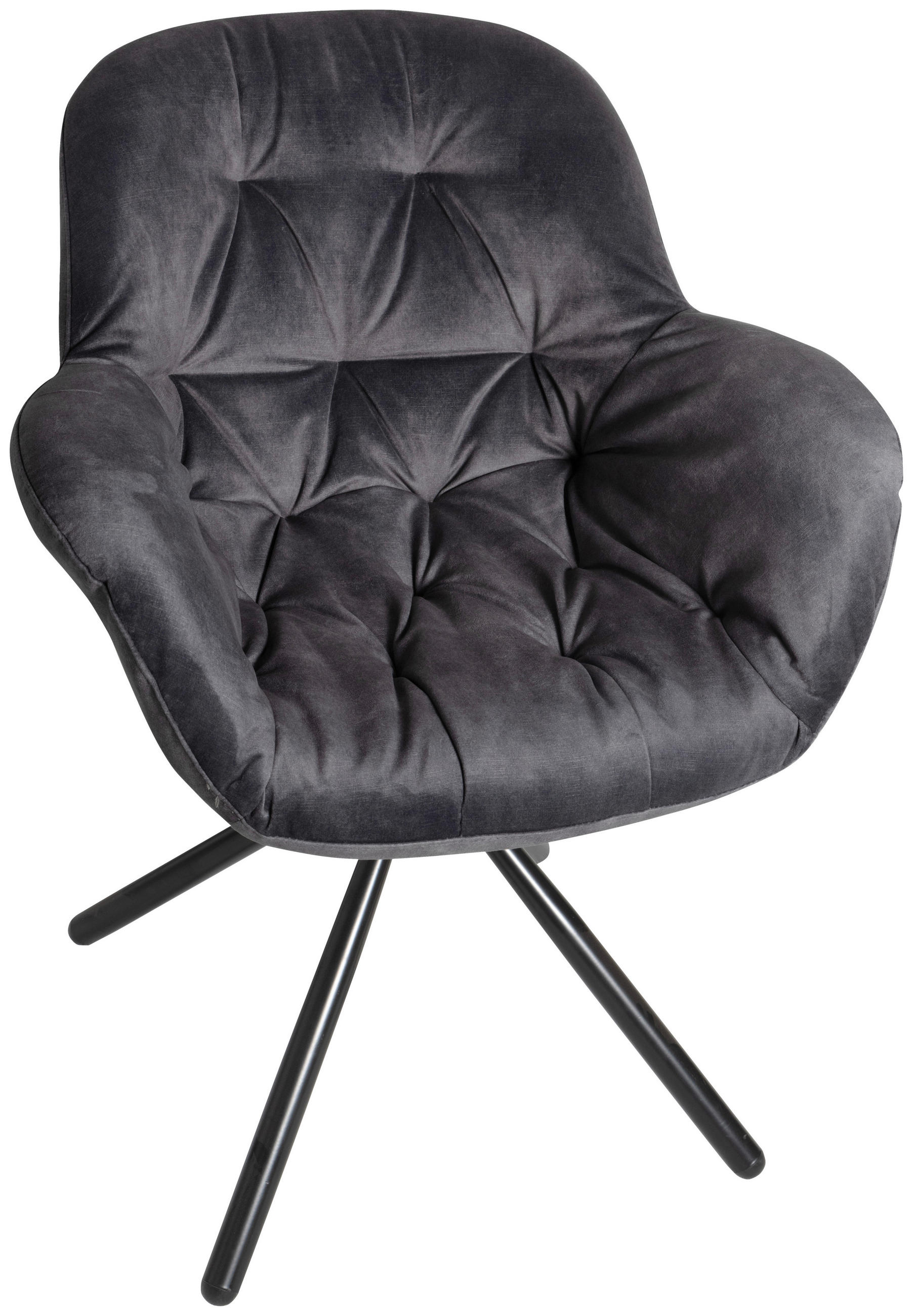 ARMLEHNSTUHL  in Stahl Mikrofaser  - Anthrazit/Schwarz, Design, Textil/Metall (67/86/64cm) - Valdera