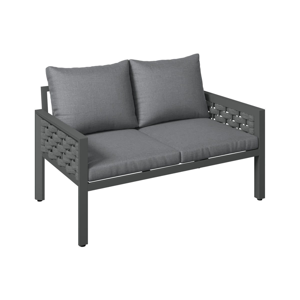 LOUNGEGARNITUR 4-teilig   290/73/153 cm Stahl  - Dunkelgrau/Grau, MODERN, Kunststoff/Textil (290/73/153cm) - Ambia Garden