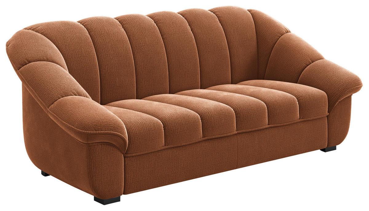 3-SITZER-SOFA Chenille Terracotta  - Terracotta/Schwarz, KONVENTIONELL, Kunststoff/Textil (215/88/104cm) - Welnova