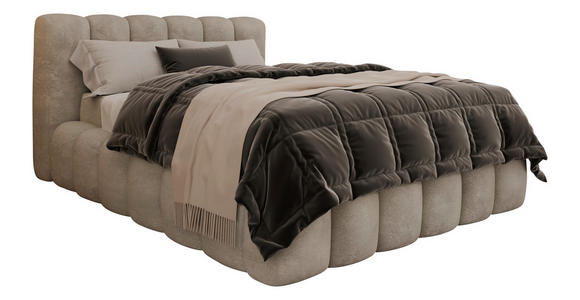POLSTERBETT Bettkasten Creme 140/200 cm - Creme/Schwarz, Trend, Kunststoff/Textil (140/200cm) - Esposa