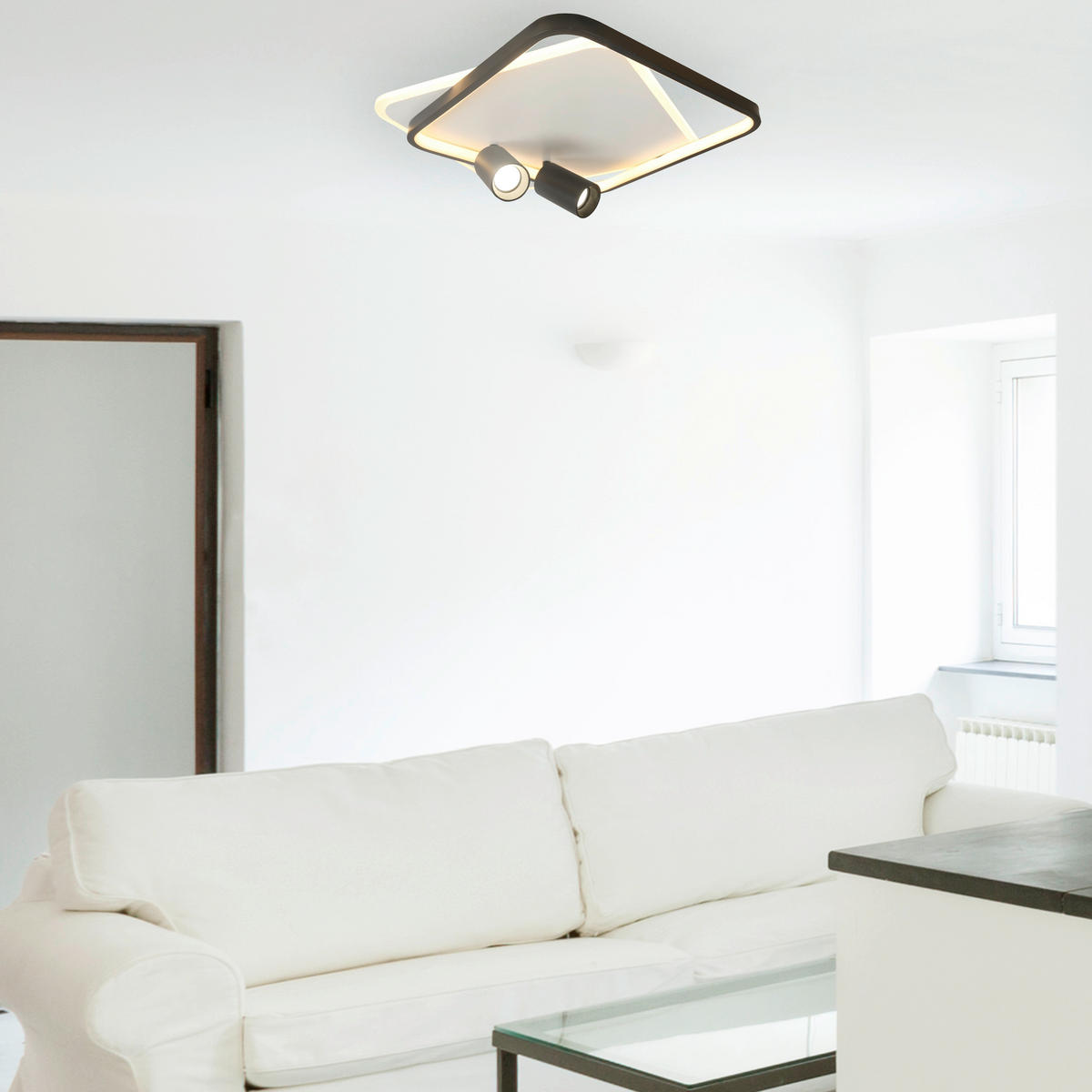 LED-DECKENLEUCHTE Parma  11/45.5/45.5 cm  - Schwarz, Design, Metall (11/45.5/45.5cm)