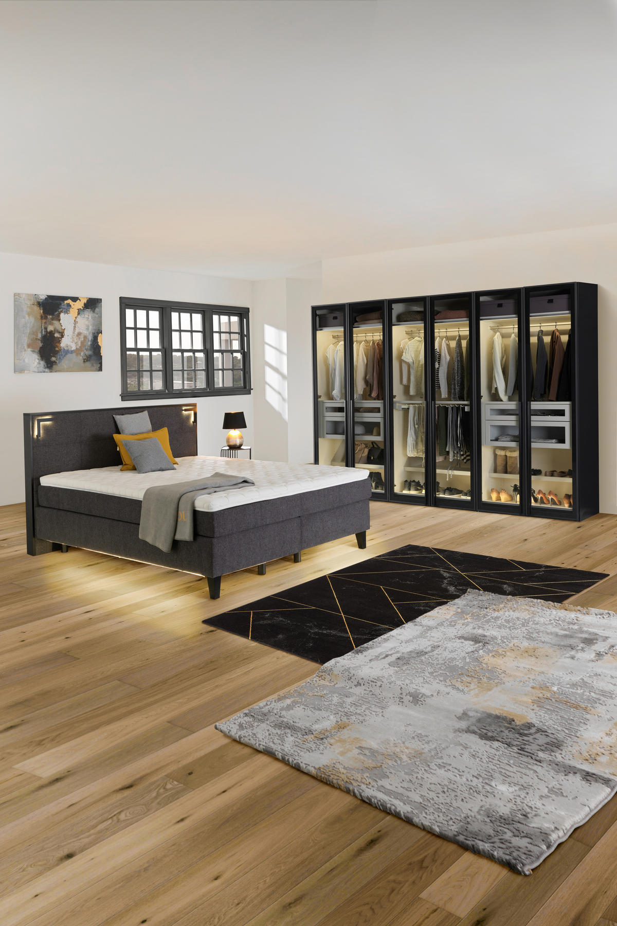DREHTÜRENSCHRANK  in Schwarz  - Silberfarben/Schwarz, Design, Glas/Holzwerkstoff (303/220/59cm) - Jutzler