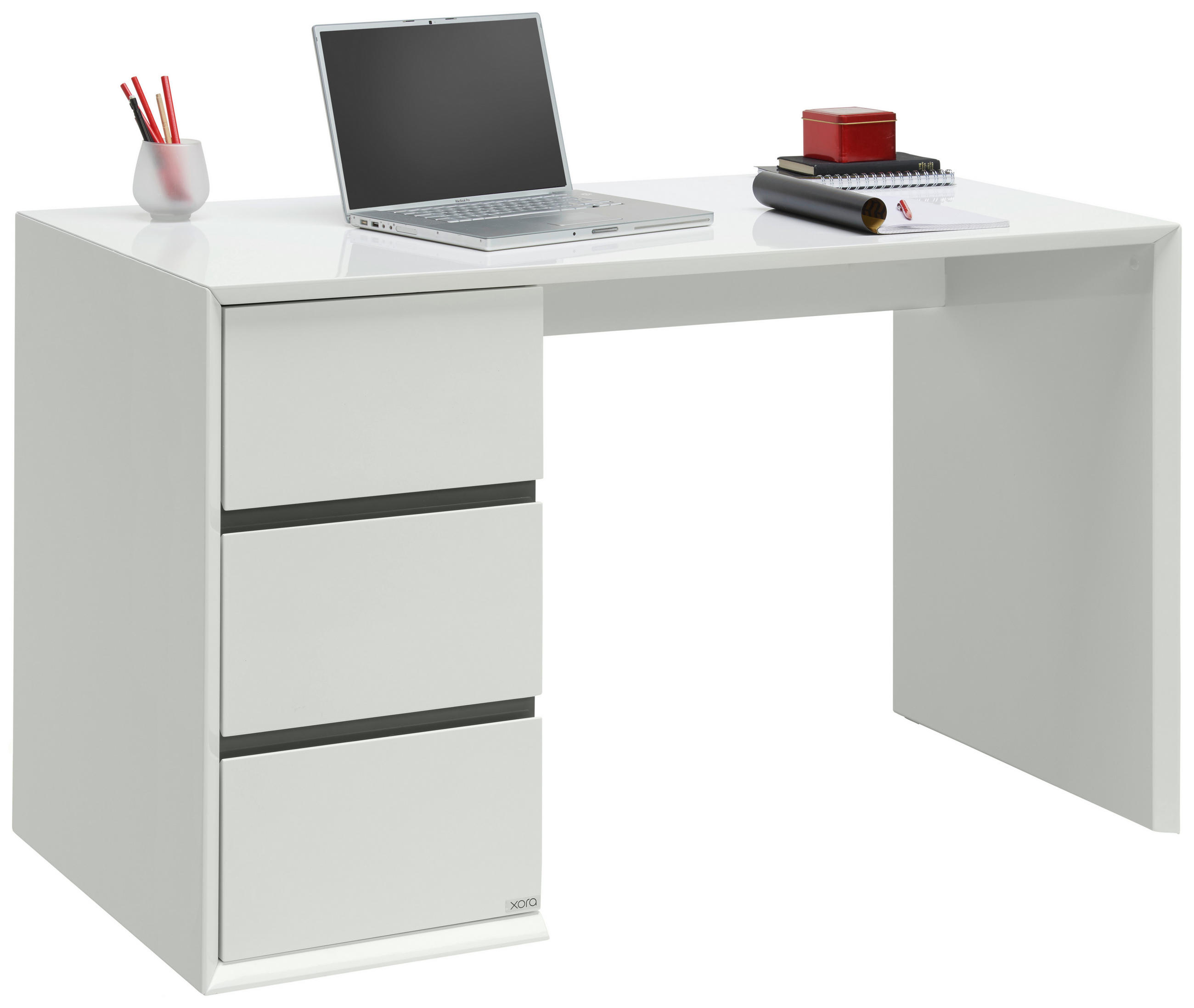 SCHREIBTISCH 125/60/76 cm  in Schwarz, Weiß  - Schwarz/Weiß, Design, Holzwerkstoff (125/60/76cm) - Xora