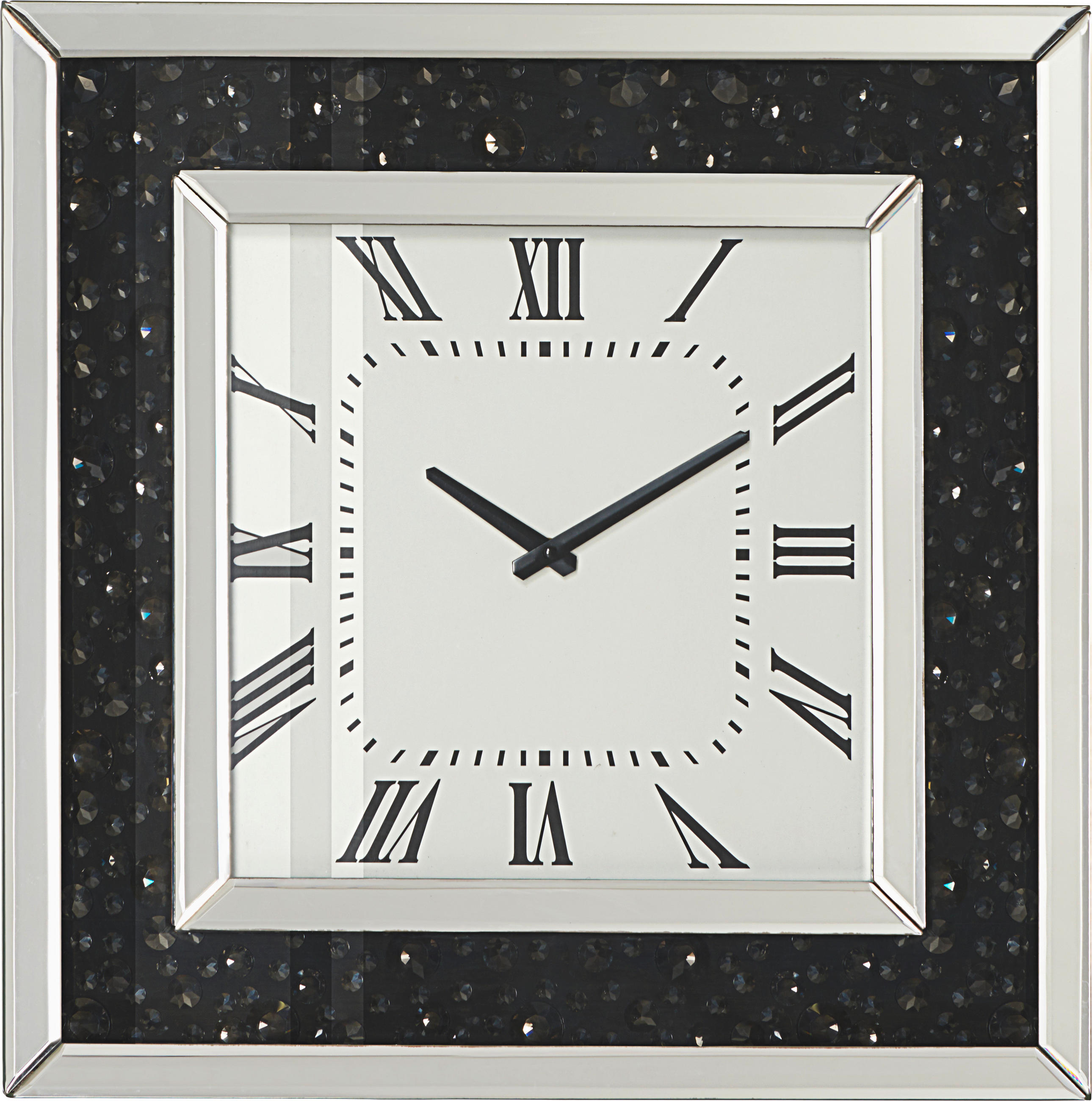 NÁSTENNÉ HODINY, čierna, strieborná, 50,5/50,5/2,2 cm - čierna/strieborná, Design, kompozitné drevo/sklo (50,5/50,5/2,2cm) - Xora