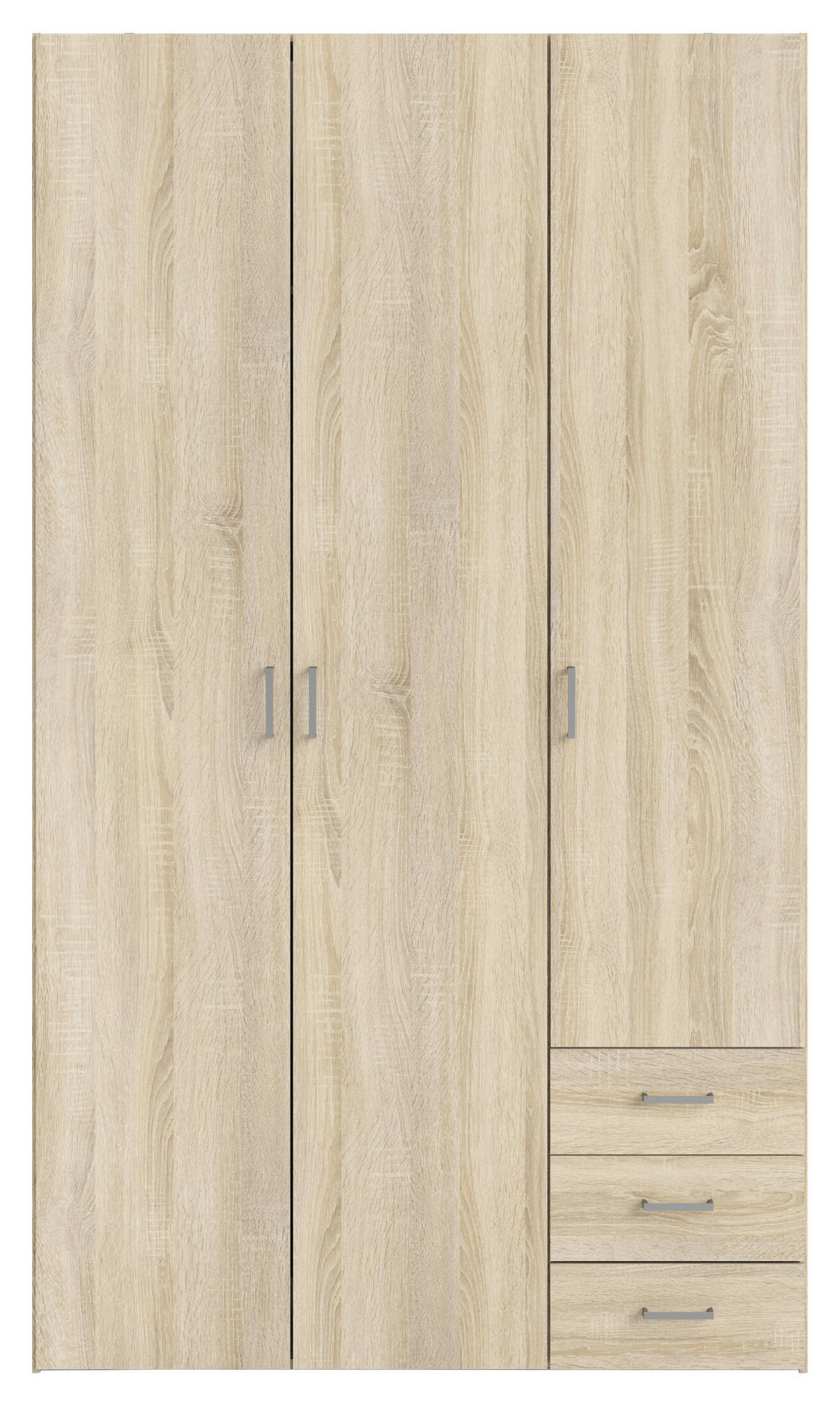 OMARA ZA OBLAČILA, barve hrasta  - srebrne barve/barve hrasta, Basics, kovina/leseni material (115,8/200,4/49,5cm) - MID.YOU