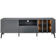 LOWBOARD in 166/56,6/41,5 cm - Schwarz/Grau, Design, Glas/Holzwerkstoff (166/56,6/41,5cm) - Novel