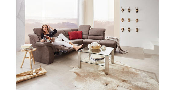 WOHNLANDSCHAFT in Textil Braun - Chromfarben/Braun, KONVENTIONELL, Kunststoff/Textil (275/245cm) - Cantus