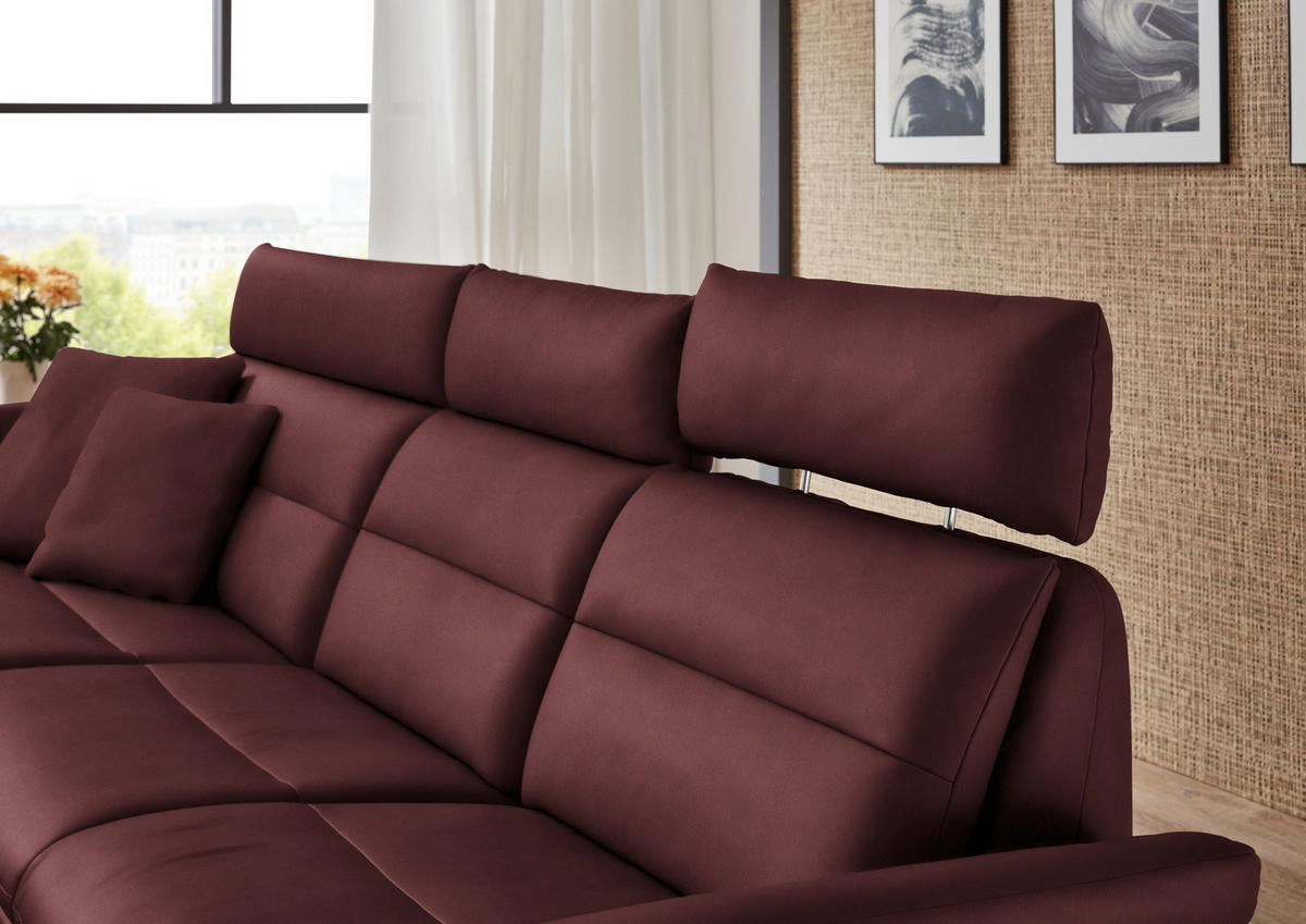 ECKSOFA in Echtleder Bordeaux  - Bordeaux/Schwarz, Design, Leder/Metall (169/298cm) - Dieter Knoll