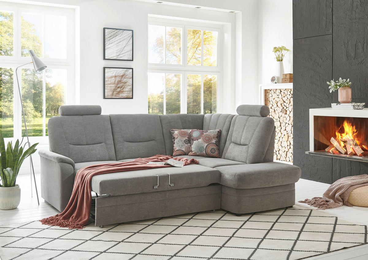 ECKSOFA Grau Chenille  - Schwarz/Grau, KONVENTIONELL, Kunststoff/Textil (235/185cm) - Beldomo Comfort