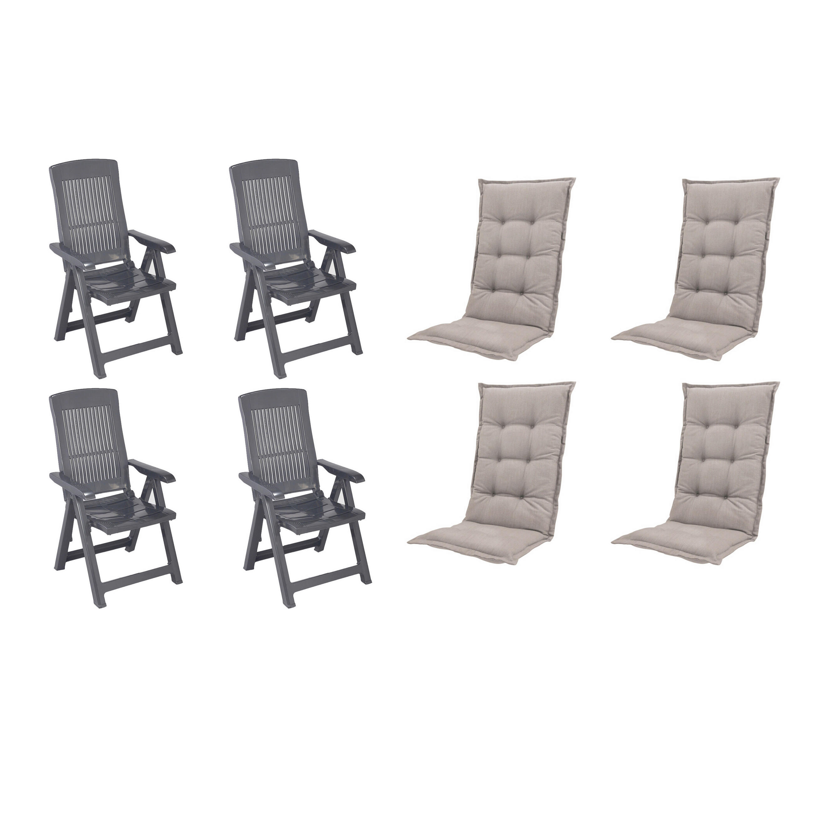 GARTENSTUHL-SET Kunststoff, Textil Anthrazit, Taupe  - Taupe/Anthrazit, MODERN, Kunststoff/Textil (44/111/50cm) - Gardenson