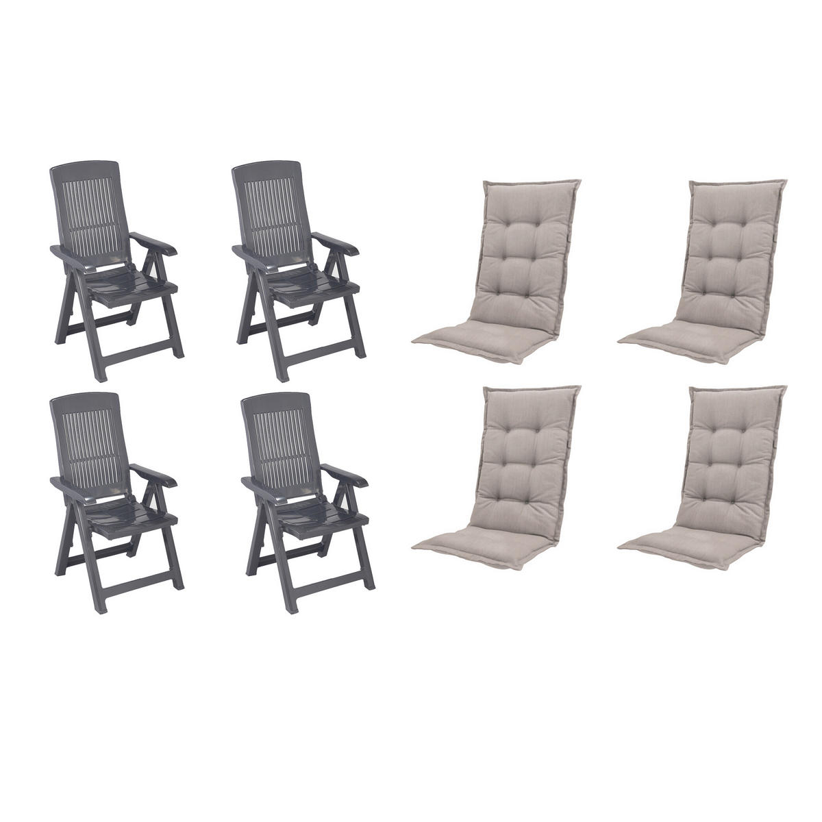 GARTENSTUHL-SET Kunststoff, Textil Anthrazit, Taupe  - Taupe/Anthrazit, MODERN, Kunststoff/Textil (44/111/50cm) - Gardenson