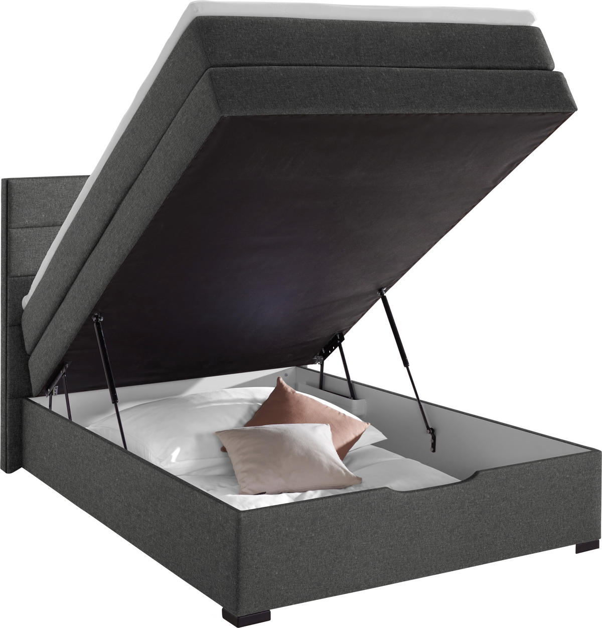 BOXSPRINGBETT 140/200 cm  in Hellgrau  - Wengefarben/Hellgrau, KONVENTIONELL, Textil (140/200cm) - Carryhome