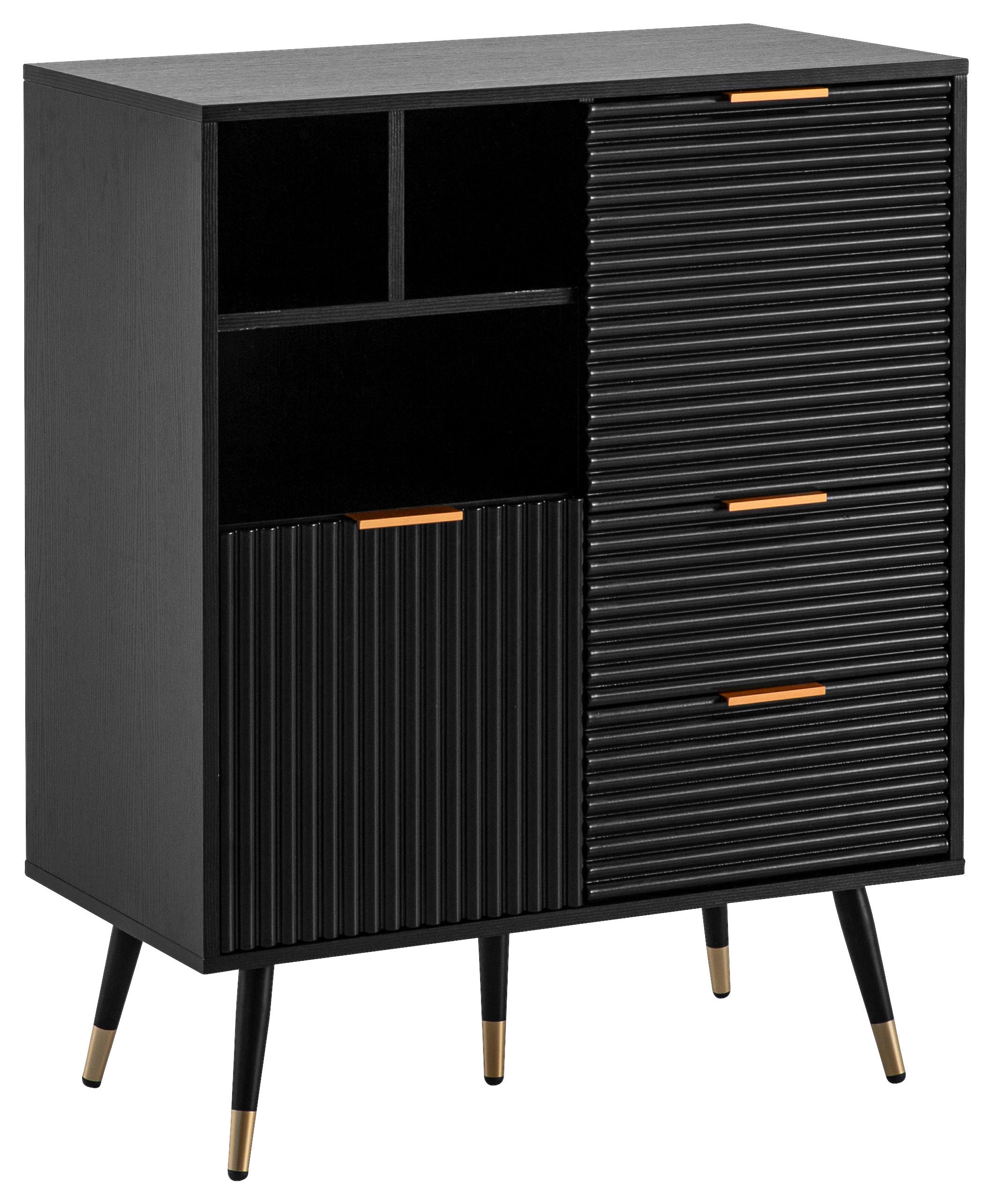 MID.YOU ŠIROKÁ KOMODA, čierna, 77/97/40 cm