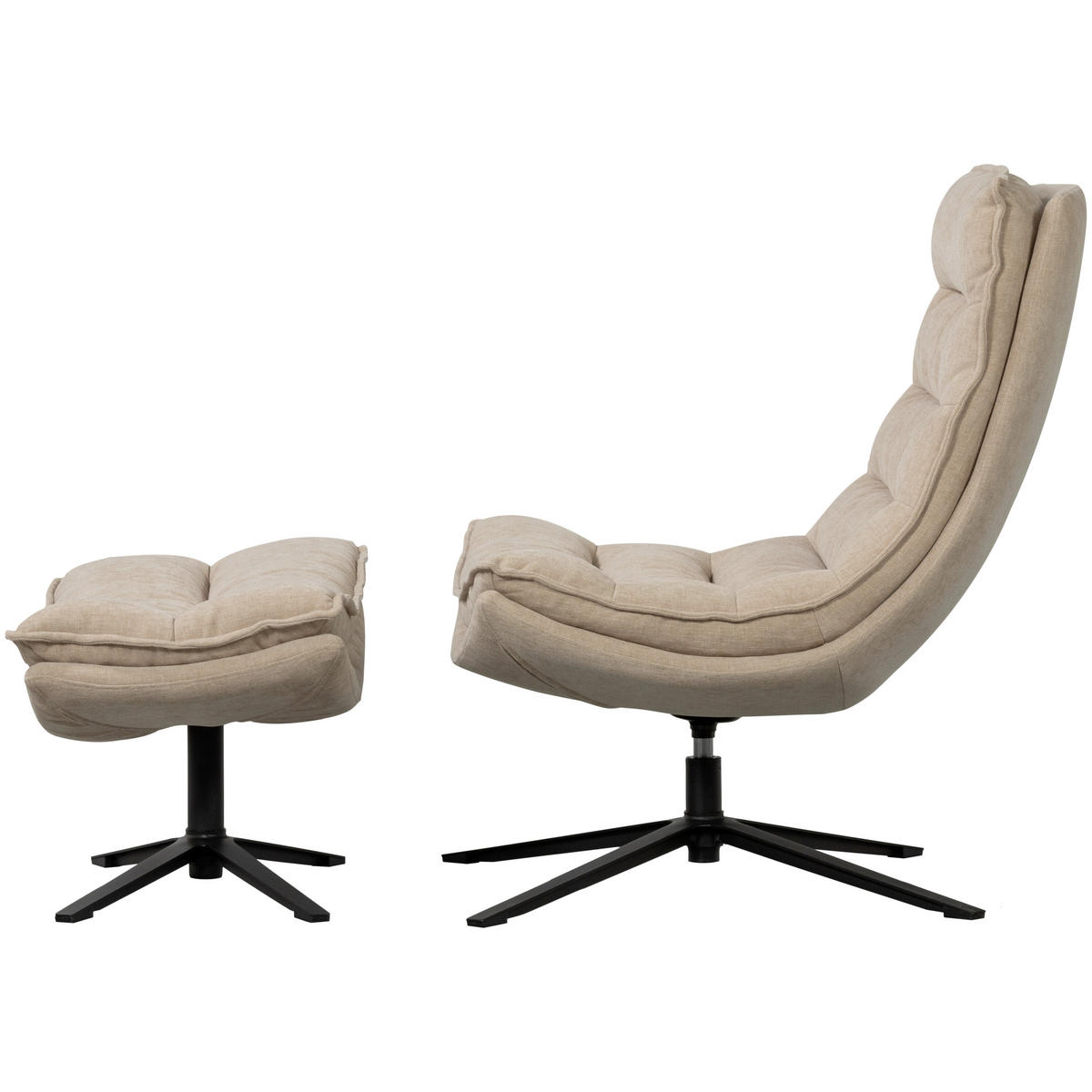 SESSELSET Kube Chenille    - Schwarz/Naturfarben, Design, Textil/Metall (77/97/69cm) - Livetastic