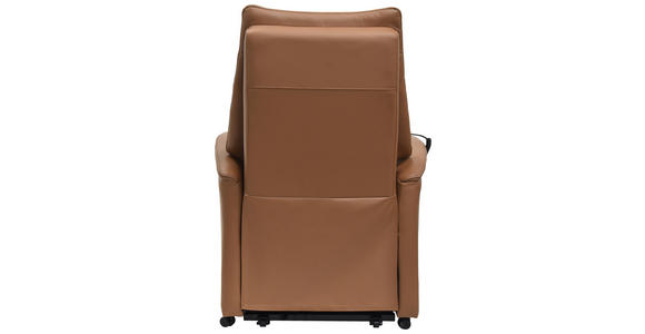 FERNSEHSESSEL  mit Relaxfunktion, Kopfteilverstellung, Aufstehhilfe, Fußteilverstellung Echtleder Lederlook Cognac  - Cognac/Schwarz, Design, Leder/Kunststoff (78.5/87,5-112,5/87,5-161cm) - Cantus