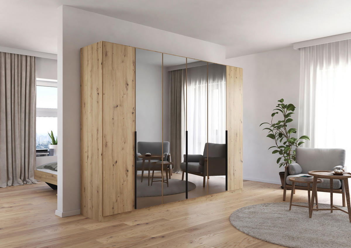 DREHTÜRENSCHRANK in Eiche Artisan  - Eiche Artisan, Modern, Holzwerkstoff/Metall (271/210/54cm) - Rauch Möbel