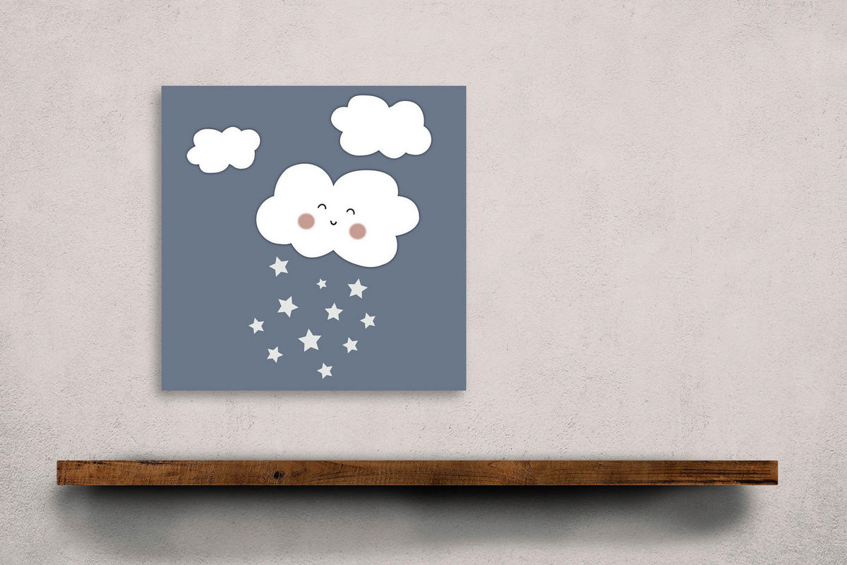 BABYWANDDEKO - Blau, Basics, Metall (60/60/3cm)
