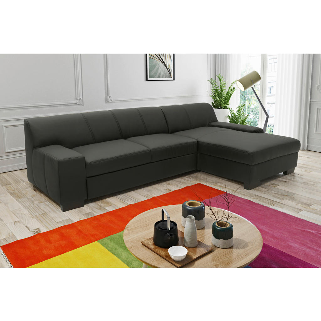 Thumbnail - Mid.you Ecksofa, Schwarz, Textil, Uni, 3-Sitzer, L-Form, 268x153 cm, Made in EU, FSC Mix, Rücken echt, Wohnzimmer, Sofas...