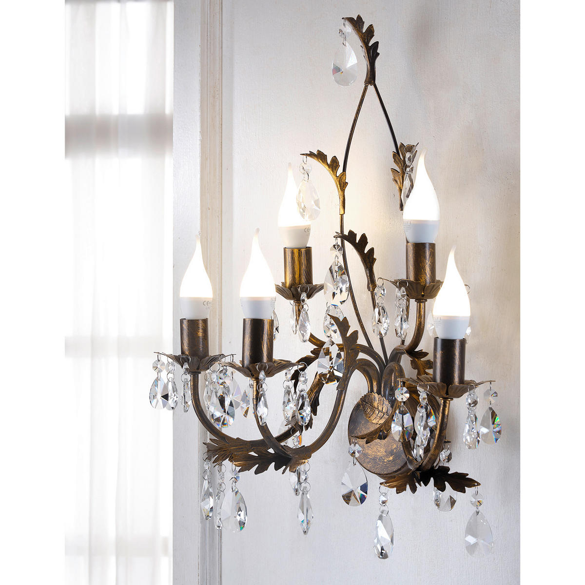 WANDLEUCHTE 45/32/50 cm   - Cognac, KONVENTIONELL, Glas/Metall (45/32/50cm)