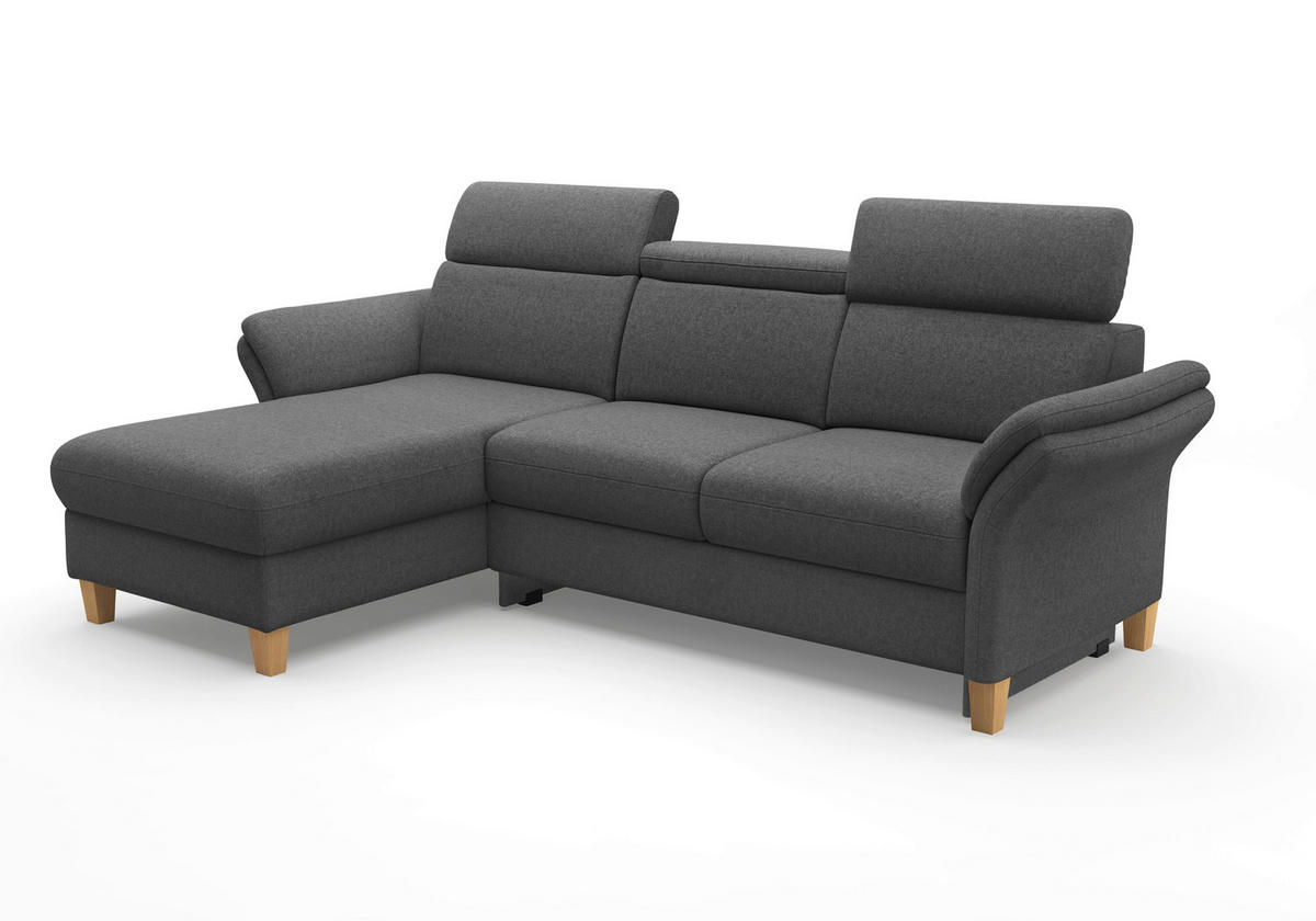 ECKSOFA GLENDALE E Dunkelgrau Flachgewebe  - Eichefarben/Dunkelgrau, KONVENTIONELL, Holz/Textil (166/253cm) - Sit & More