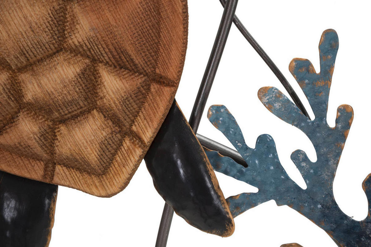 Wanddeko Turtle Metall, Holzwerkstoff  - Schwarz/Naturfarben, Basics, Holzwerkstoff/Metall (132.7/69.9/5.7cm)