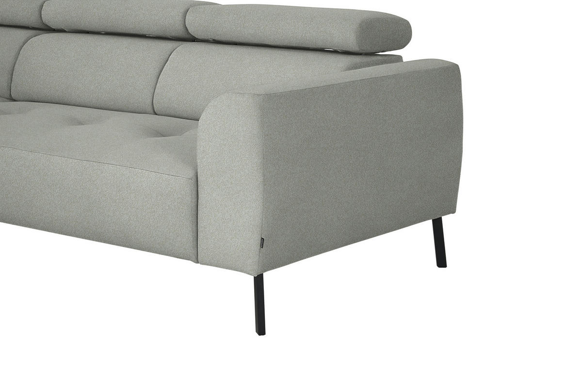 ECKSOFA in Chenille Alabasterfarben  205/280 cm  - Alabasterfarben/Schwarz, Design, Textil/Metall (205/280cm) - Xora