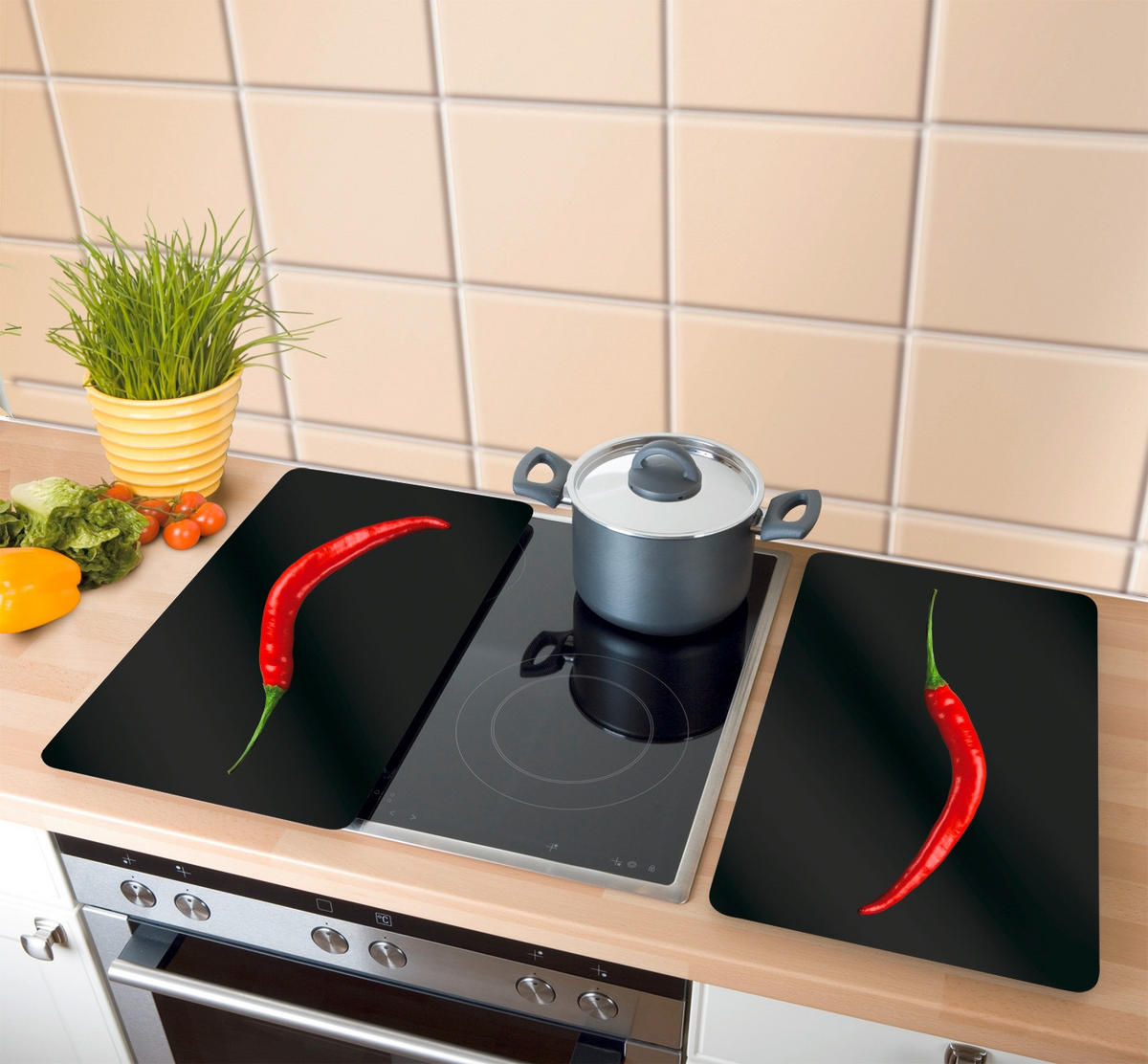 HERDABDECKPLATTE  - Design, Glas/Kunststoff (30/1,8-4,5/52cm) - Wenko