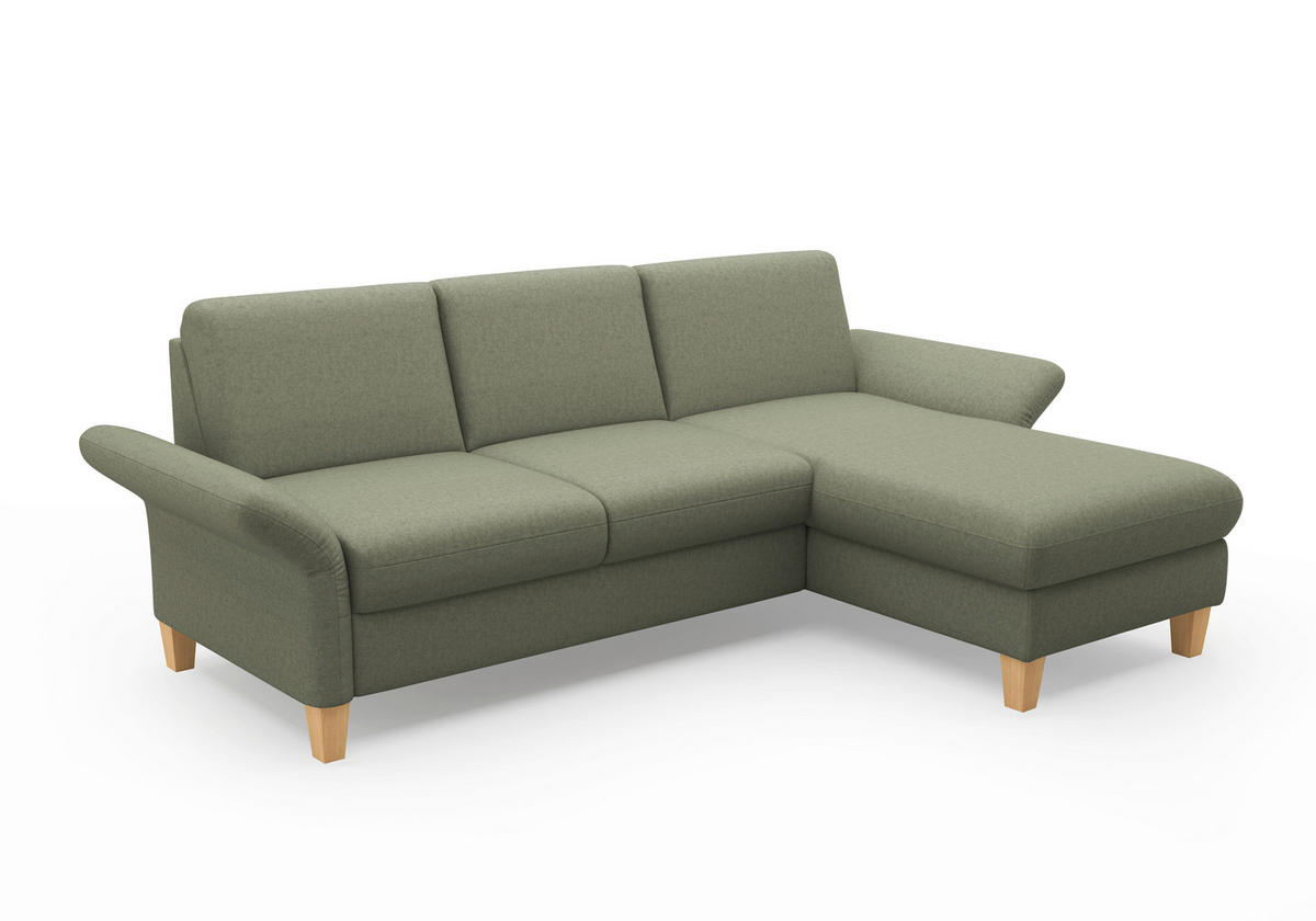 ECKSOFA ROCHELLE E Olivgrün Flachgewebe  - Eichefarben/Olivgrün, KONVENTIONELL, Holz/Textil (251/164cm) - Sit & More